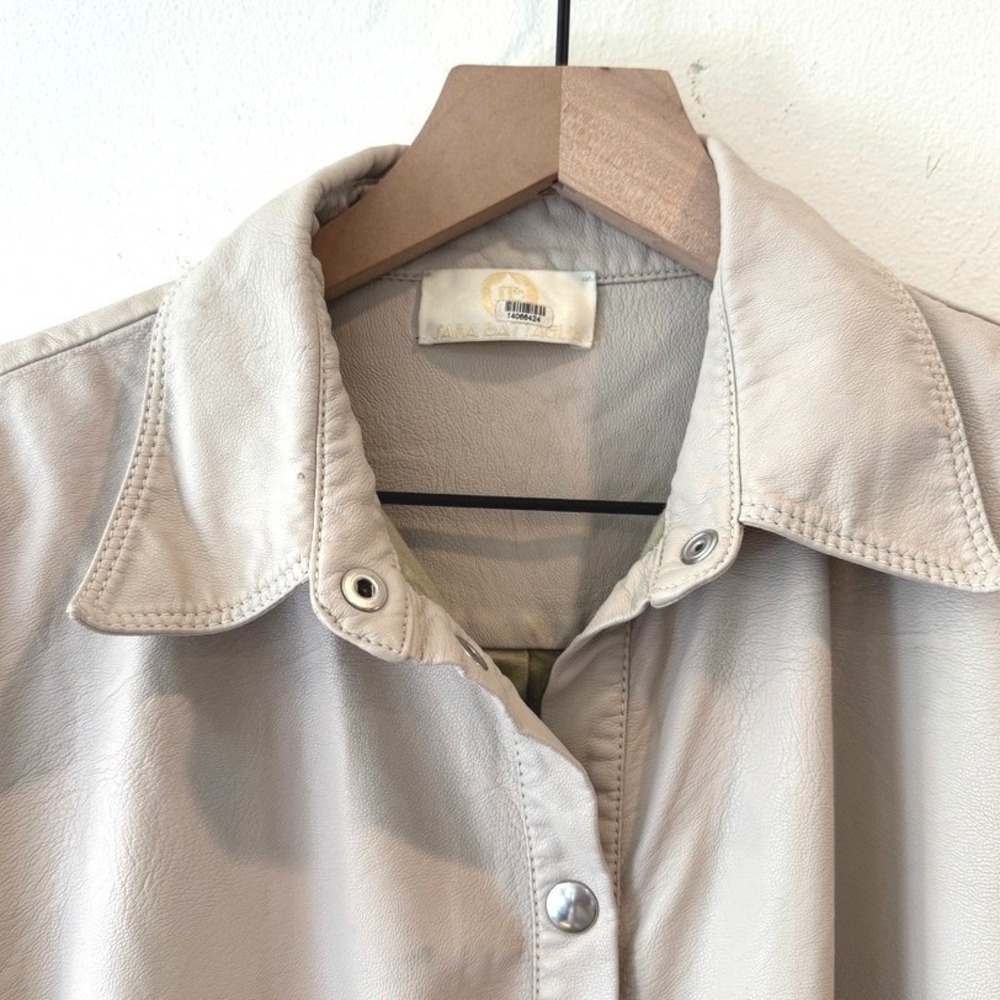 Sara Battaglia Women's Faux Leather Button-Down Shirt Top Made in Italy IT 46 - Picture 3 of 7